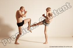 Underwear Martial art Man - Man White Moving poses Slim Short Blond Dynamic poses Academic